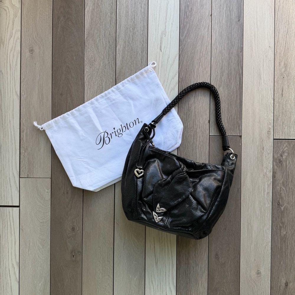 Brighton Black snake Textured Shoulder Bag - Picture 1 of 13